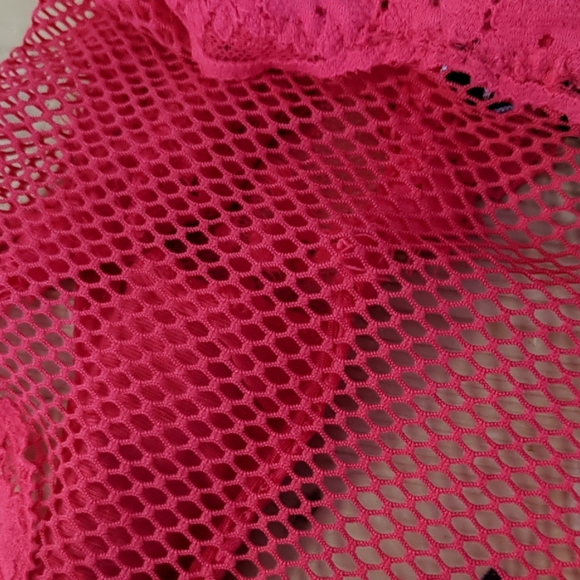 VICTORIA'S SECRET Hot Pink Lace and Fishnet Teddy - Picture 3 of 5